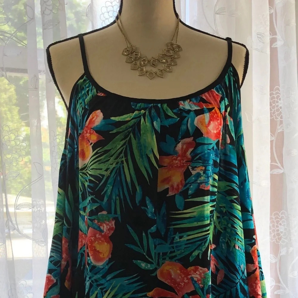 Peter Nygard cold shoulder floral dress SZ M
